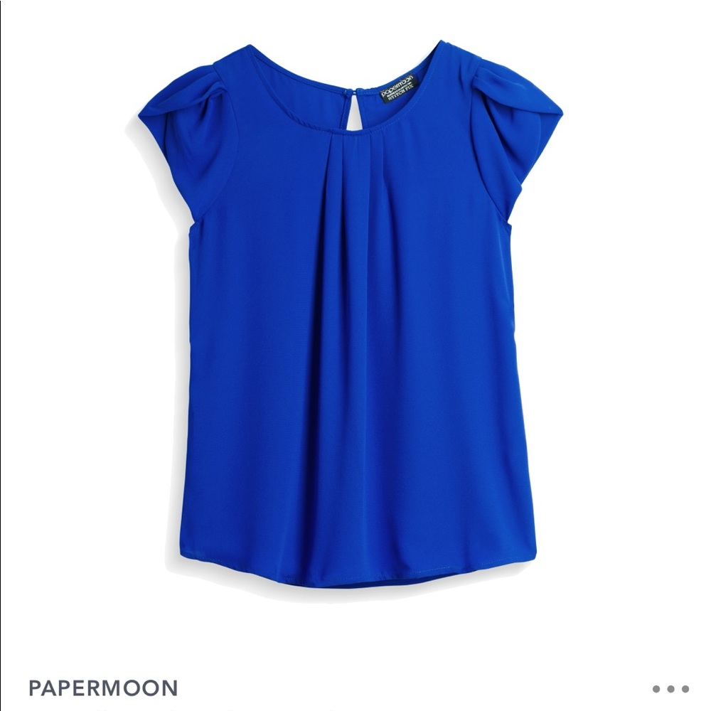 Paper moon bright blue tulip sleeve blouse